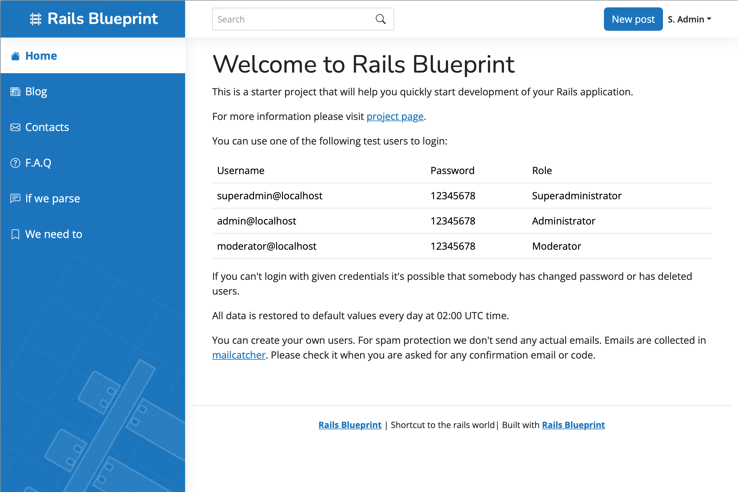 Rails Blueprint Homepage